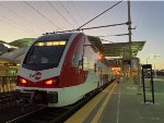 Rear view of the Caltrain at Millbrae